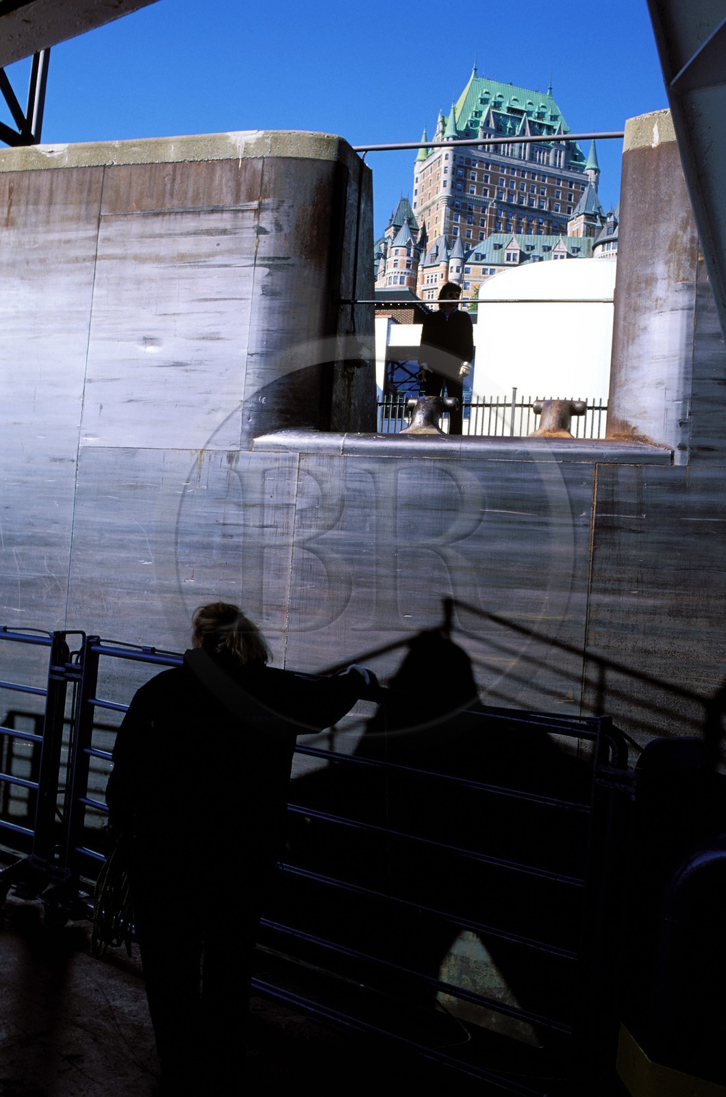 Canada, Quebec Province, Quebec city, arrival of the ferryboat to the quays of the bass city