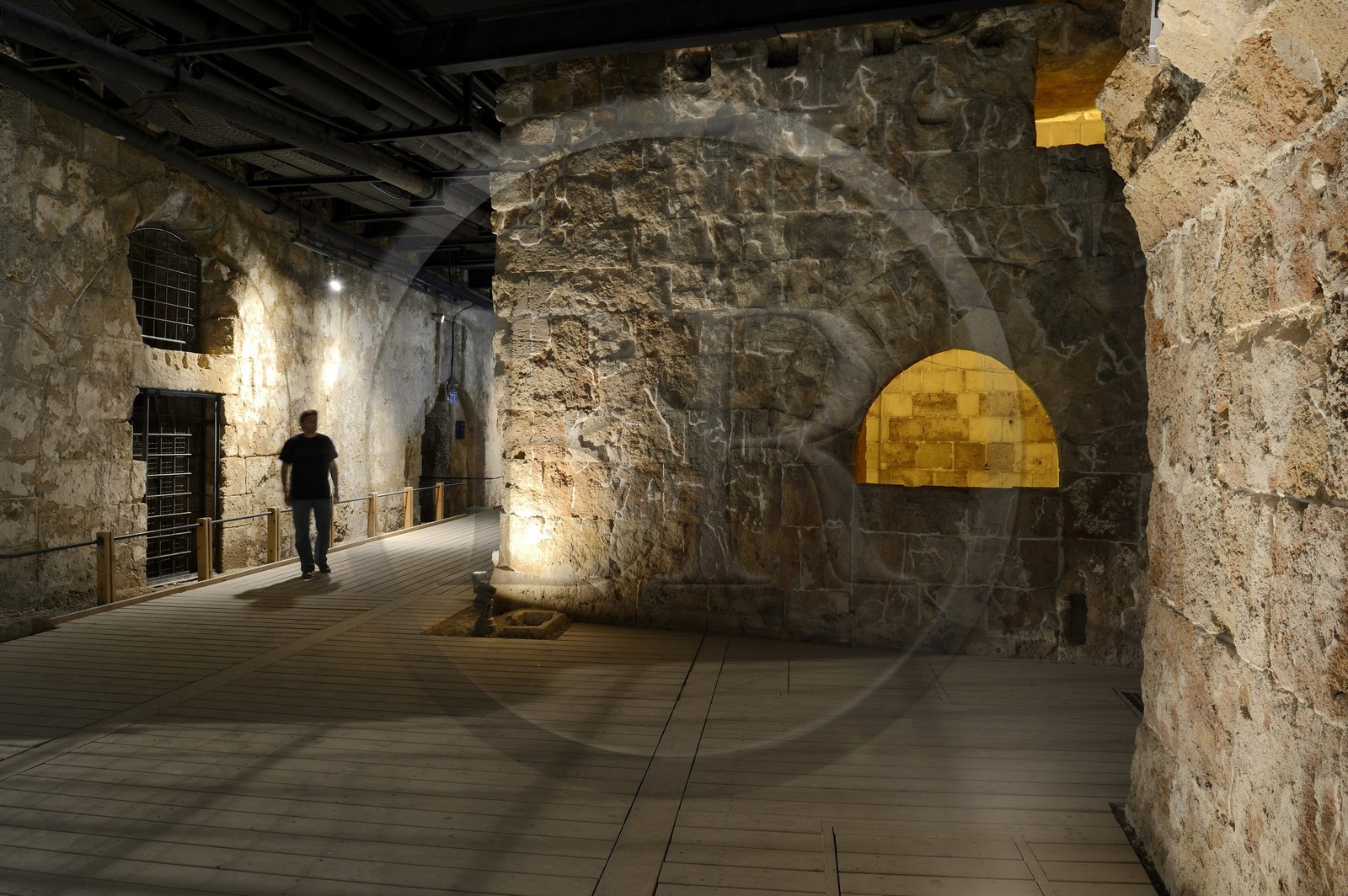 Israel, North district, Galilee, Acre (Akko), old town, listed as World Heritage by UNESCO, the Crusaders underground city just beside the Hospitaller fortress, the southern street with the shop and building entrance
