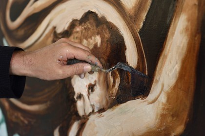 France, Val-de-Marne (94), Yvry-sur-Seine, Atelier de Fred Kleinberg, travail pour l'exposition Odyssée