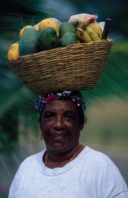 Jamaica, fruit seller on Negril beach