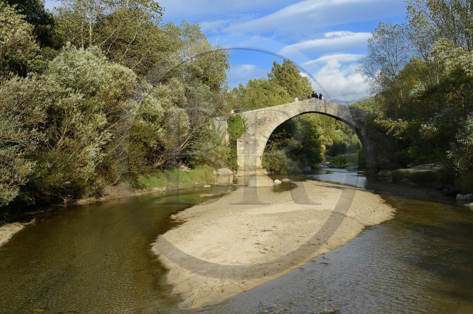 France, Corse-du-Sud (2A), région de Sartène, Arbellara, le pont gênois Spin'a Cavallu (XIIème siècle) sur le Rizzanèse