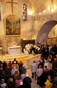 France, Bouches du Rhone, Les Baux de Provence village, labelled Les Plus Beaux Villages de France (The Most Beautiful Villages of France), Christmas celebrations, midnight mass
