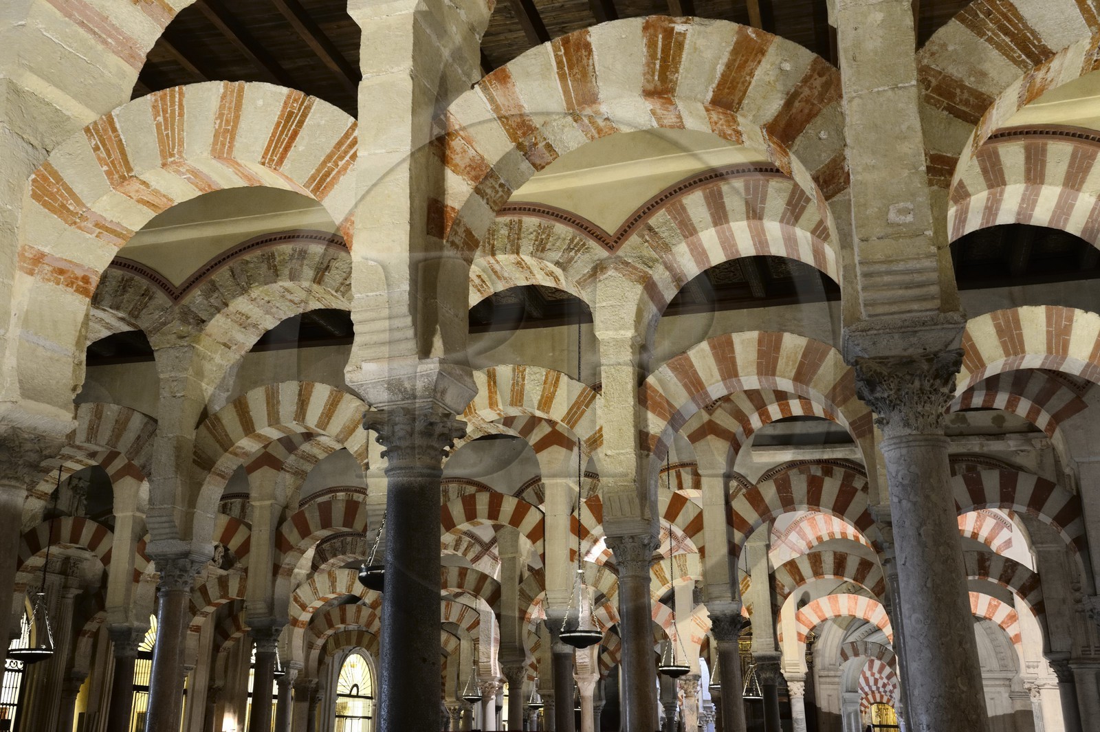 Spain, Andalusia, Cordoba, historical center listed as World Heritage by UNESCO, Mezquita, the Mosque cathedral, the forest of arches and colonnades illustrates the monumentality of the Umayyad Art of Cordoba