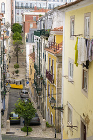 Portugal, Lisbon, Bairro Alto district, Bica funicular, connecting the district of Bairro Alto to the shores of the Tagus