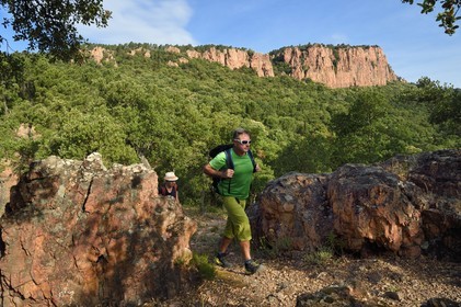 France, Var (83), entre Bagnols-en-Forêt et Roquebrune-sur-Argens, randonnée dans les Gorges du Blavet avec le guide accompagnateur Eric Gorlet