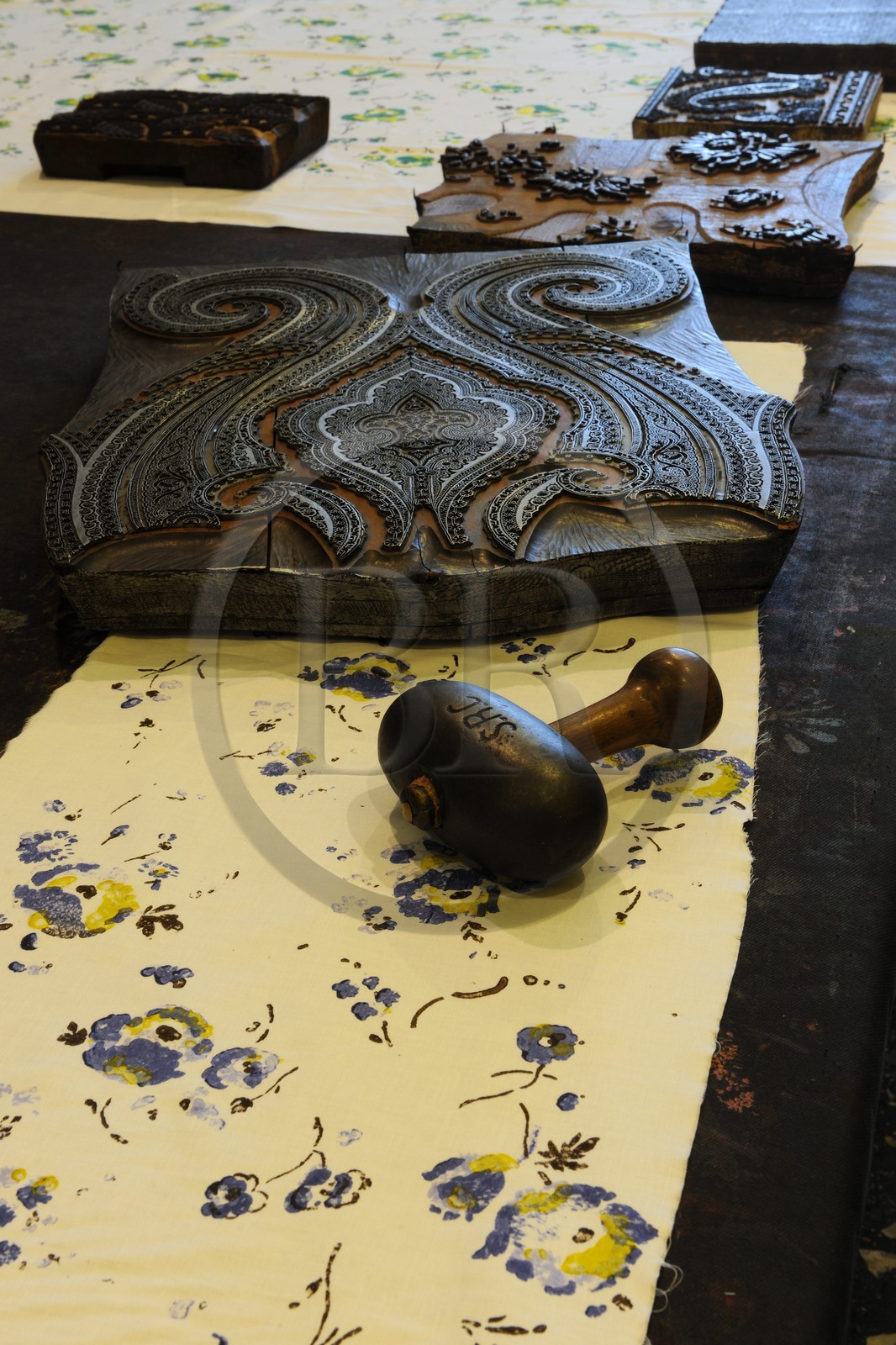 France, Haut-Rhin (68), Mulhouse, musée de l’Impression sur Étoffes, dans l’atelier d’impression