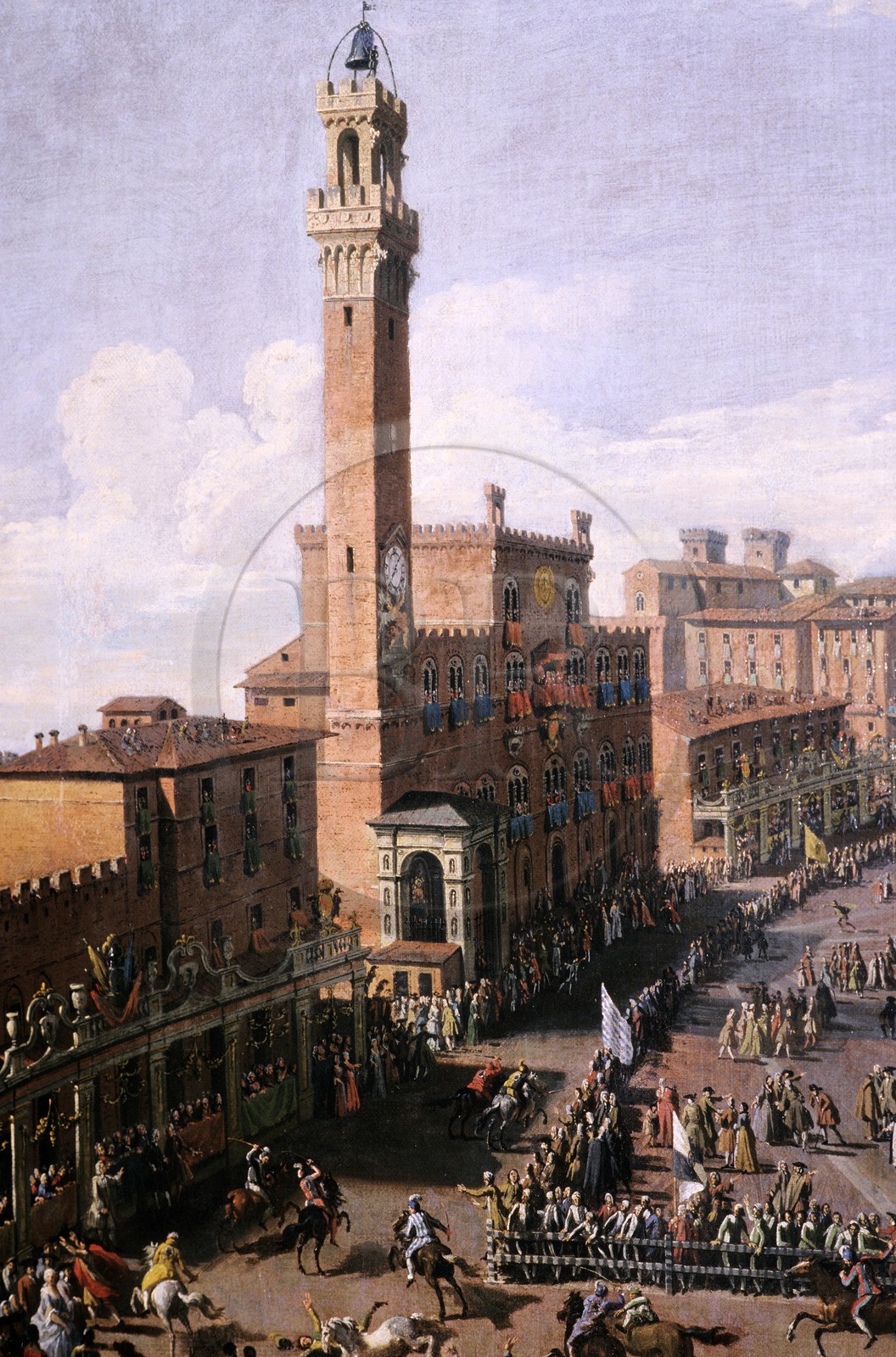 Italie, Toscane, Sienne, le Palio sur la Piazza del Campo (collection de peinture Monte dei Paschi)