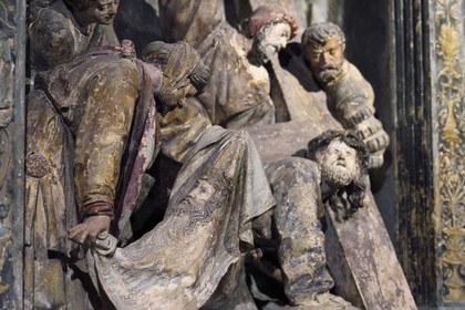 France, Meuse (55), Parc régional de Lorraine, Cotes de Meuse, Vigneulles-lès-Hattonchâtel, église Saint-Maur, Retable de la Passion du Christ attribué au sculpteur Ligier Richier (XVIème siècle), le Saint Suaire