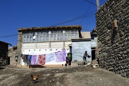 Azerbaijan, Quba (Guba) region, Greater Caucasus mountain range, village of Khinalug house  (Xinaliq)