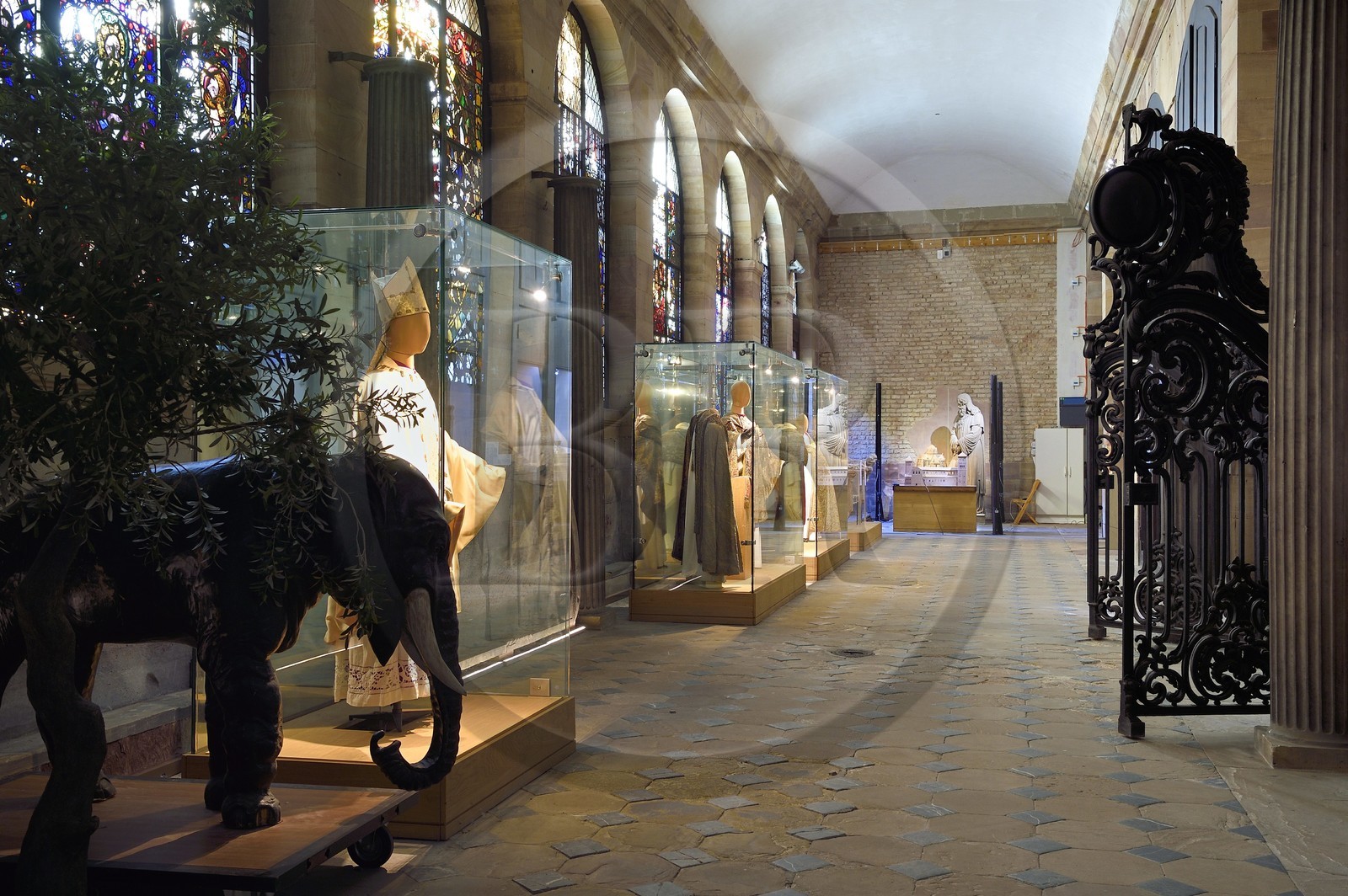 France, Bas Rhin, Strasbourg, old town listed as World Heritage by UNESCO, Notre Dame Cathedral, the Apse gallery (galerie du Chevet) transformed into a place of exhibition for the liturgy