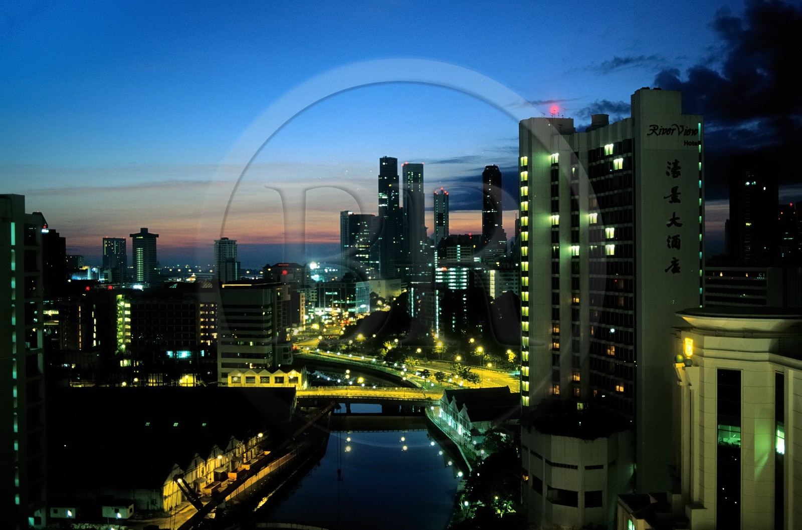 Singapore, skyscrapers of the town centre overlooking the Singapore river