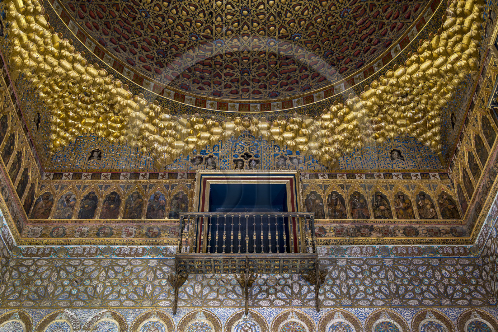 Spain, Andalusia, Seville, the Alcazar of Seville (Reales Alcazares de Sevilla), listed as World Heritage by UNESCO, Mudejar Palace or Palace of Pedro I, hall of Ambassadors (salon de Embajadores)