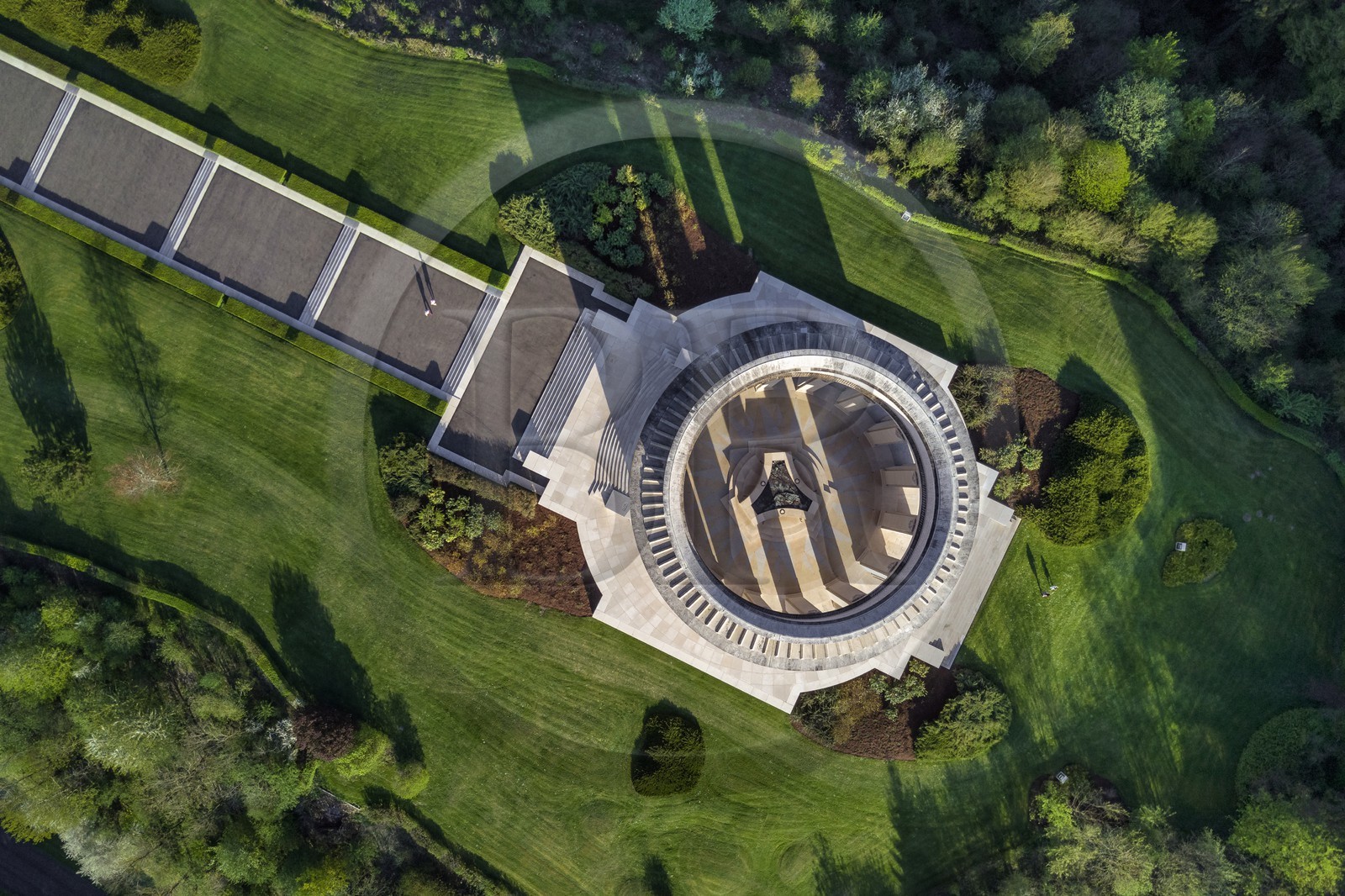 France, Meuse, Lorraine Regional Park, Cotes de Meuse, monument to American soldiers at Montsec commemorating the offensives by U.S. forces on the Saint-Mihiel salient during the First World War (aerial view)