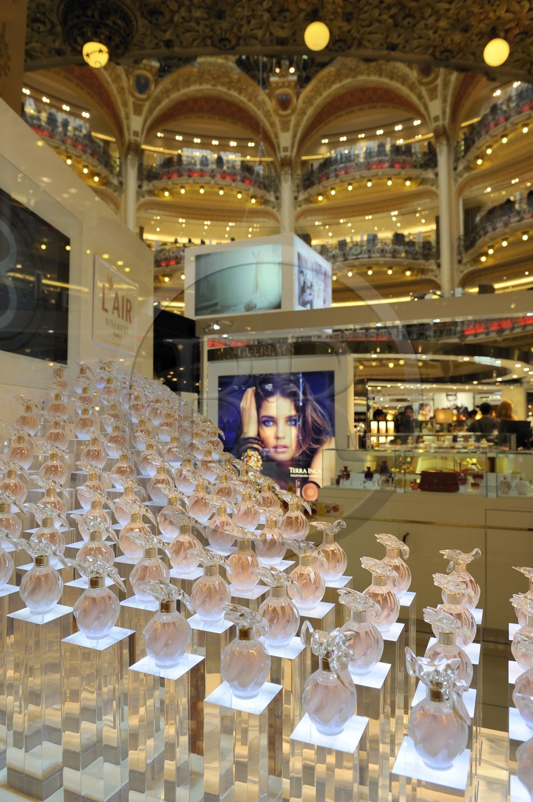 France, Paris, the Galeries Lafayette department store on boulevard Haussmann, Nina Ricci stand