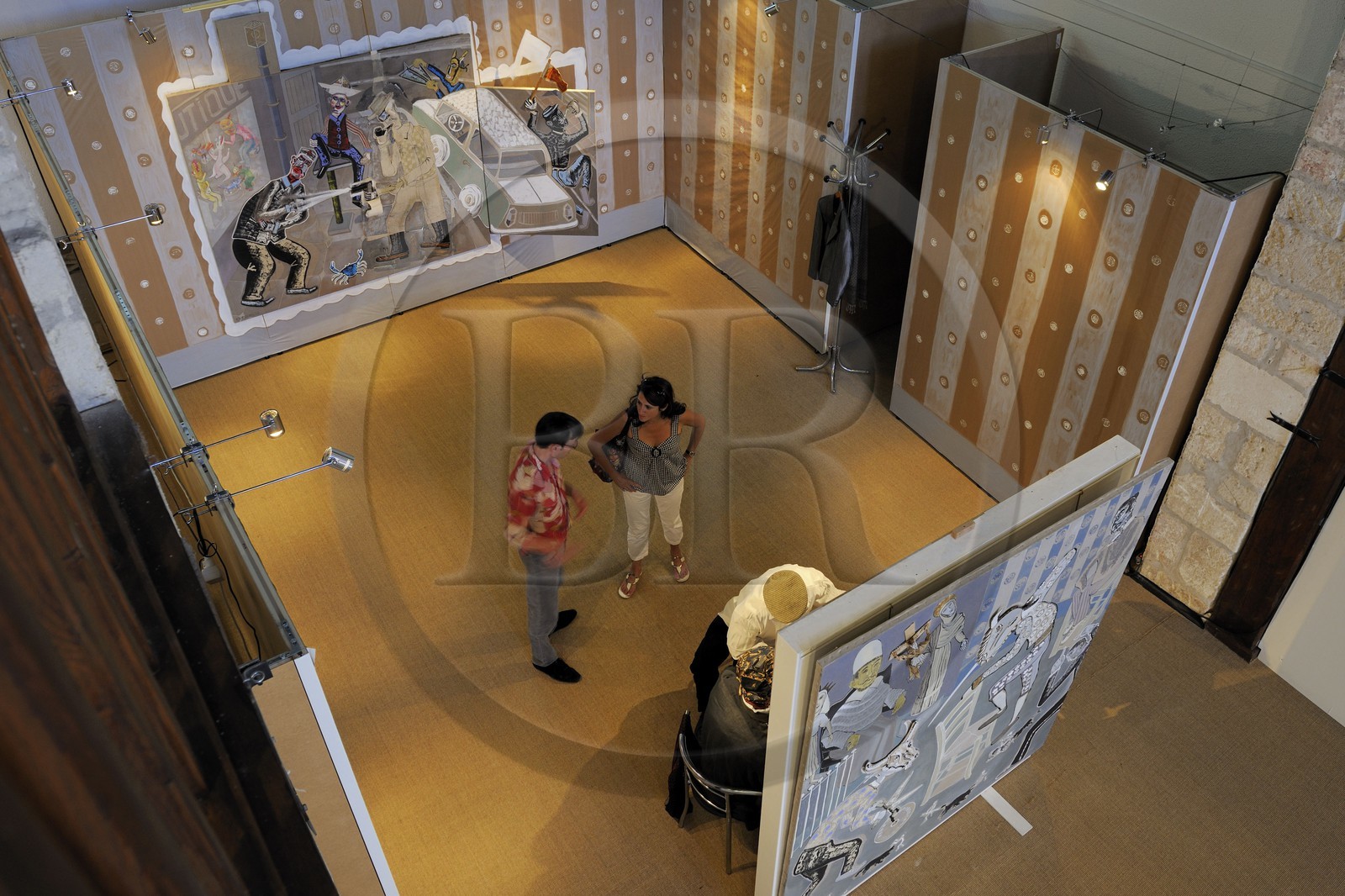 France, Hérault (34), Sète, musée de Frontignan, exposition de l' artiste peintre André Cervera Série couleur pour roman noir, ou du rififi sur la toile