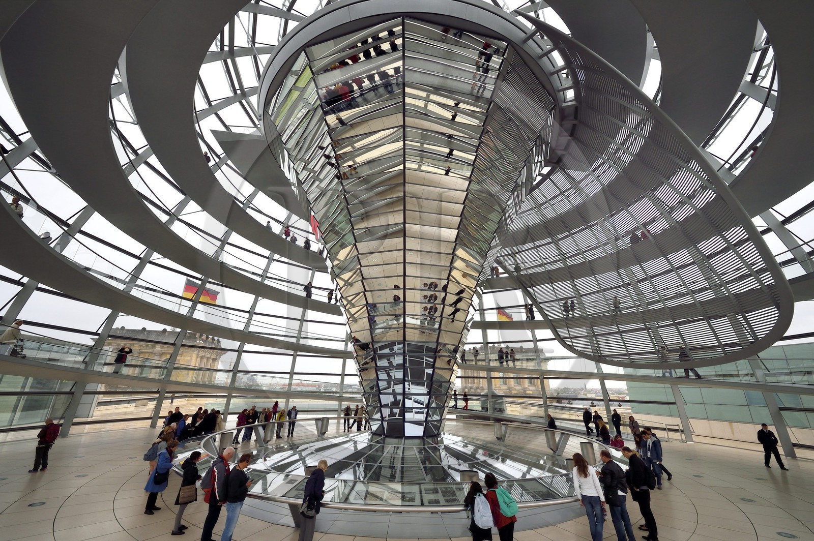 Germany, Berlin, Reichstag, Bundestag glass dome (German Parlement since 1999) by the architect Sir Norman Foster