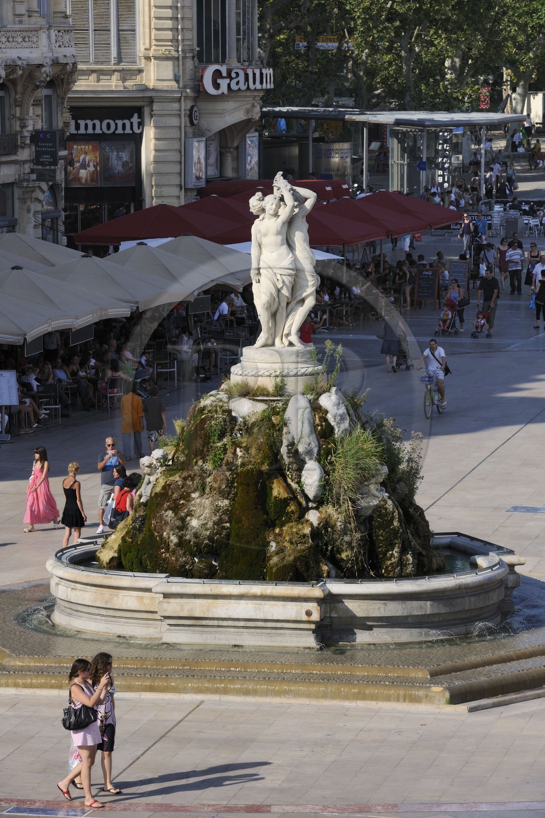 France, Herault, Montpellier, Place de la Comedie, Fontaine des Trois Graces (Fountain of Three Graces)