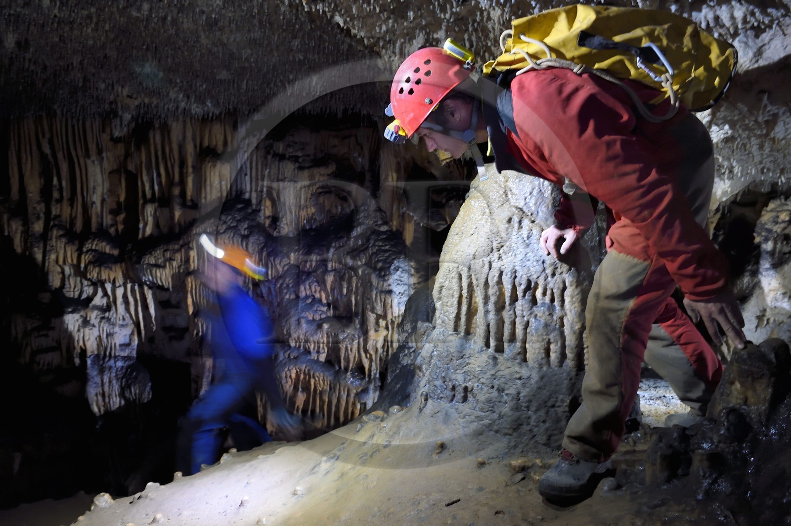 France, Dordogne (24), Périgord Noir, vallée de la Dordogne, Groléjac, initiation à la spéléologie avec Laurent Lignac de Couleur Périgord dans la grotte du Pechialet