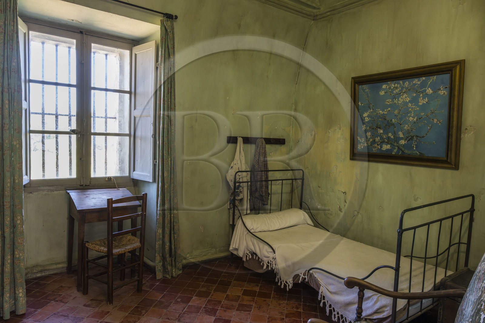 France, Bouches du Rhone, Regional Natural Park of the Alpilles, Saint Remy de Provence, Saint-Paul-de-Mausole monastery, the historic psychiatric asylum the Maison de santé Saint-Paul where Van Gogh was interned in 1889-1890, Van Gogh's room