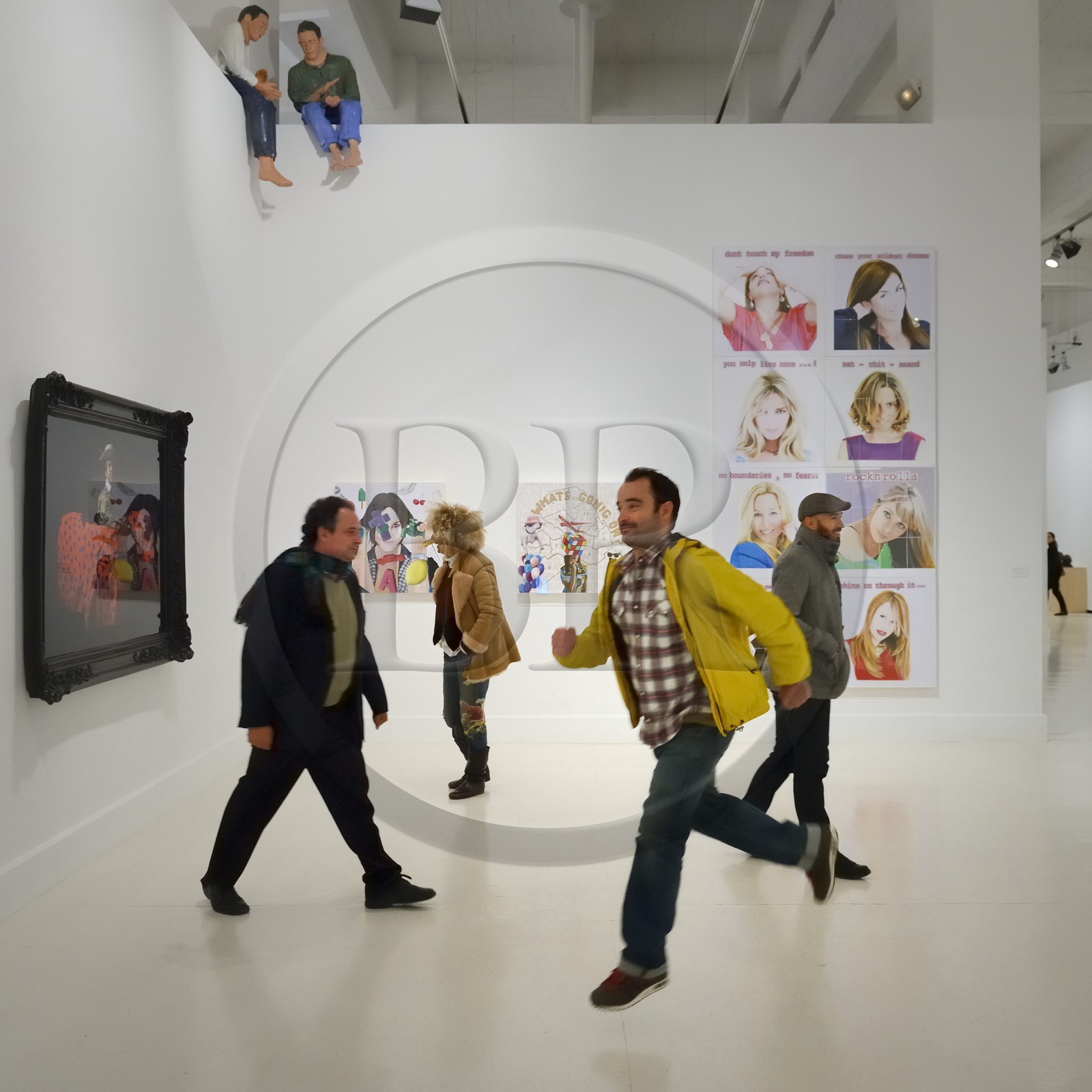 Espagne, Andalousie, Malaga, quartier Soho, centre d’art contemporain (CAC Malaga), quatre artistes de la scène locale de gauche à droite Rafael Alvarado, Owanto, Javier Calleja et José Luis Puche