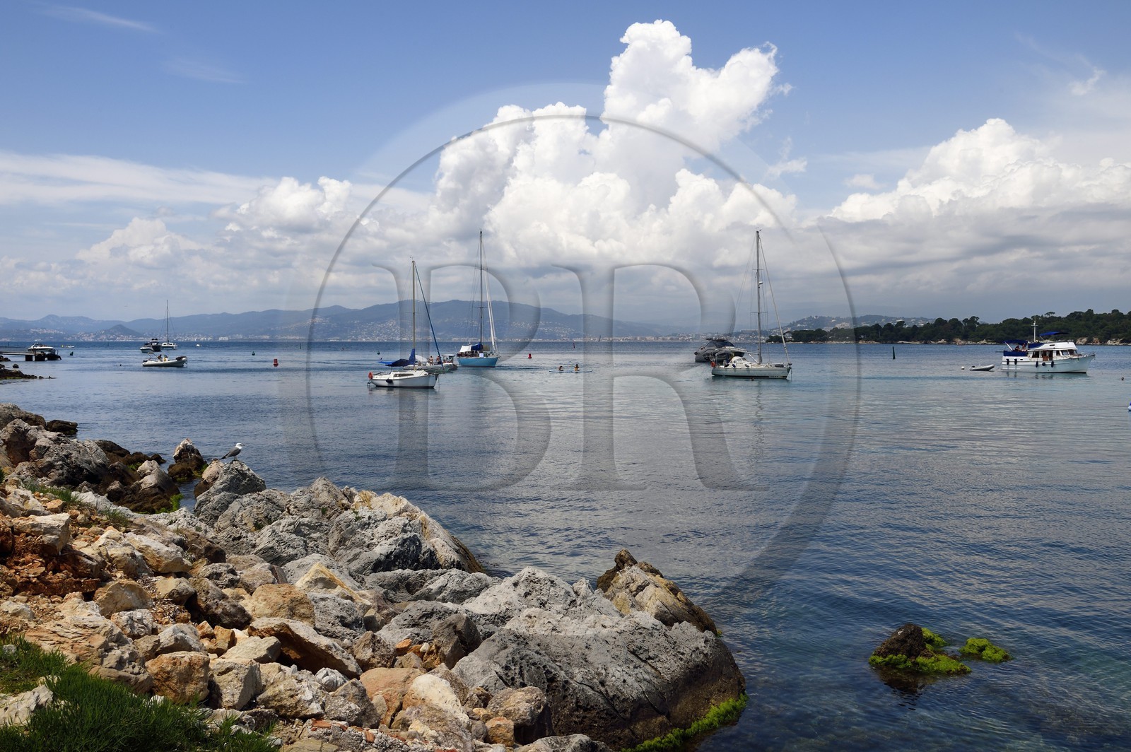 France, Alpes-Maritimes (06), Cannes, le bras de mer entre les deux Iles de Lérins, les Iles de Saint-Honorat et Sainte-Marguerite