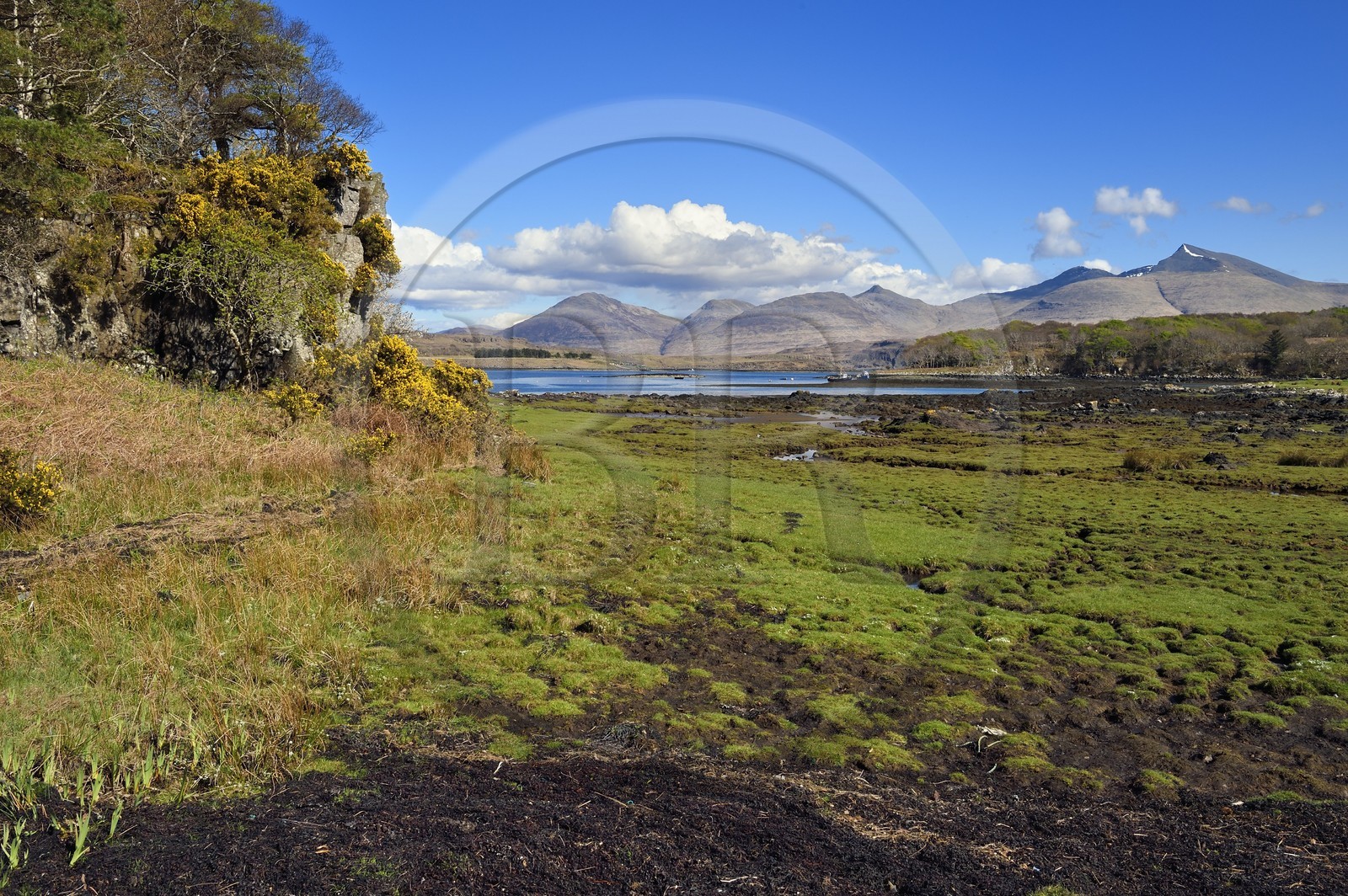 United Kingdom, Scotland, Highland, Inner Hebrides, Island of Ulva near the west coast of the Isle of Mull (in the background)