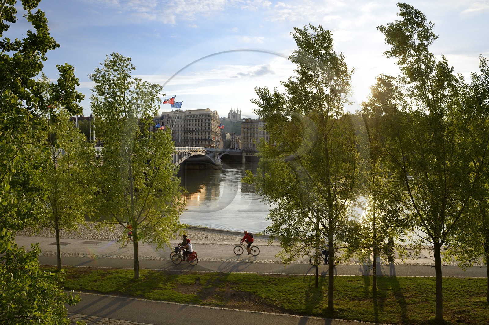 France, Rhône (69), Lyon, les berges du Rhône, le quai Général Sarrail et le pont Lafayette