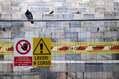 Italie, Lombardie, Milan, chantier sur via Croce Rossa