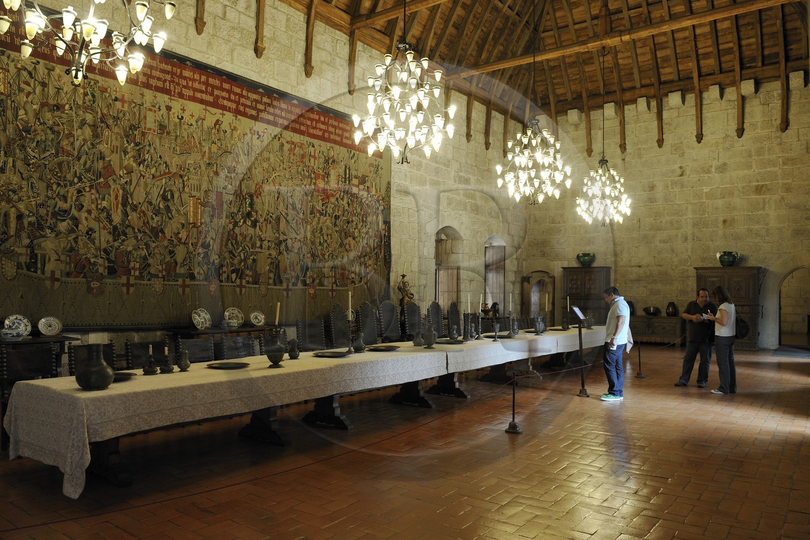 Portugal, région du Minho, Guimaraes, ville classée Patrimoine Mondial de l' UNESCO, Paço dos Duces de Bragança (Palais des Ducs de Bragance), le Grand Salon