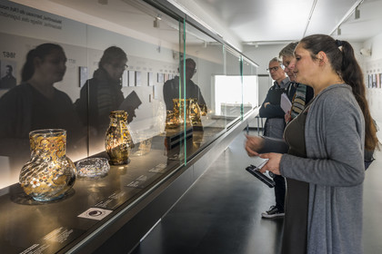 France, Moselle (57), Meisenthal, Centre international d’Art verrier (CIAV), le musée du Verre, vases d'Emile Gallé créés à la verrerie de Meisenthal