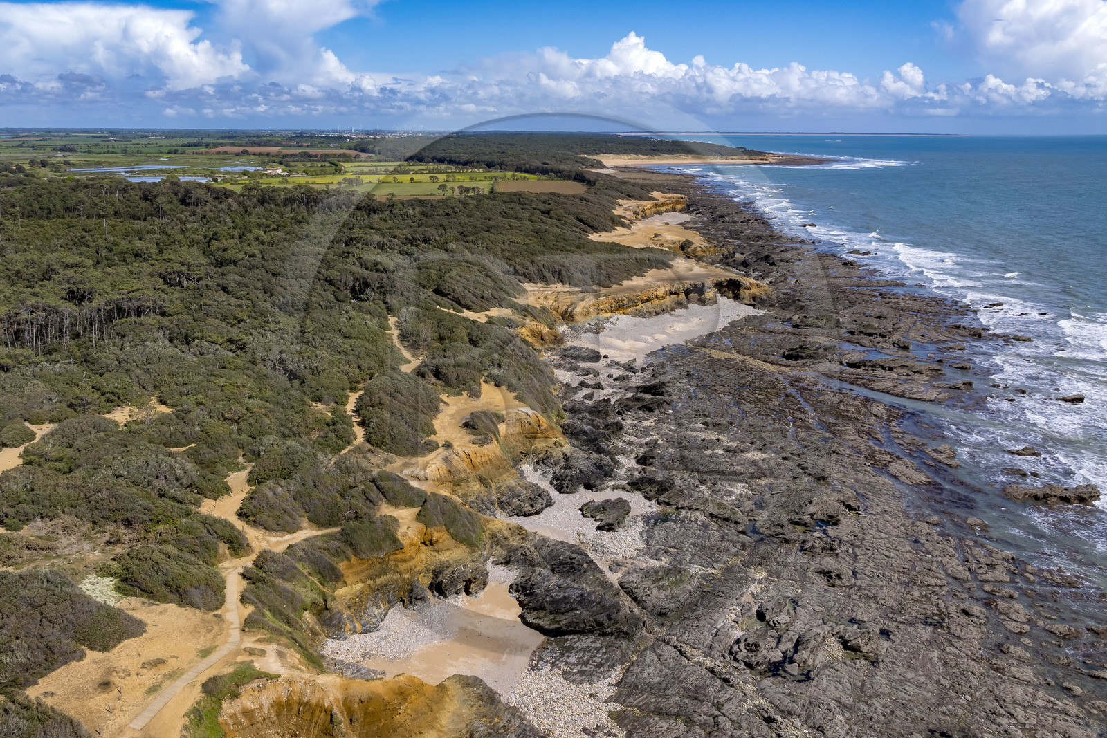 France, Vendée (85), Jard-sur-Mer, la Pointe du Payré (vue aérienne)