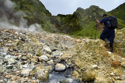 Caraïbes, Ile de la Dominique, Castle Bruce, Parc national du Morne Trois Pitons classé Patrimoine Mondial de l'UNESCO, la Vallée de la Désolation, randonnée sur le sentier menant au Boiling Lake