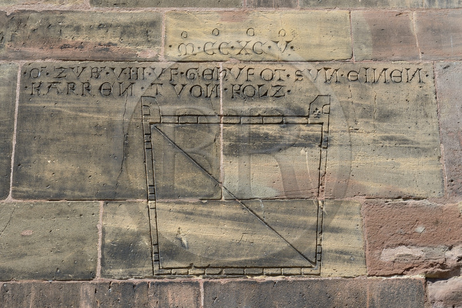 Germany, Baden-Wurttemberg, Freiburg im Breisgau, the cathedral (Munster), size for measurement of coal in Middle Ages on the outer facade