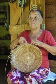 Caribbean, Dominica Island, Salybia, Kalinago Territory only Native American reserve in the Antilles archipelago, Kalinago Barana Autê (the Caribbean village by the sea), large village of the Kalinagos Indians intended for the development and sharing of their traditional activities, basketwork