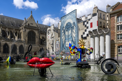 France, Paris (75), quartier des Halles  Beaubourg, la fontaine Stravinsky de Jean Tinguely et Niki de Saint Phalle