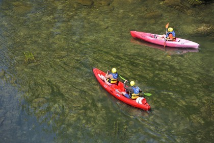 France, Herault, Orb valley, kayaking the river Orb at the moulin de Travassac next to Mons la Trivalle