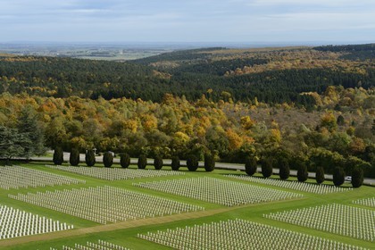 France, Meuse, Douaumont, battle of Verdun, ossuary of Douaumont, national necropolis, graves of soldiers alignment