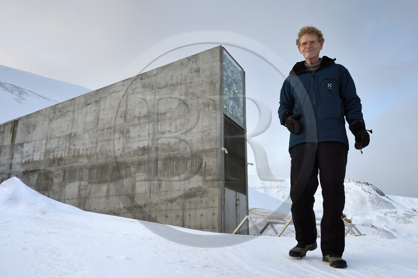 Norvège, Svalbard, Spitzberg, Longyearbyen, Réserve mondiale de semences du Svalbard (banque de graines du Global Seed Vault), Cary Fowler à l'initiative du projet Global Crop Diversity Trust et de la réserve