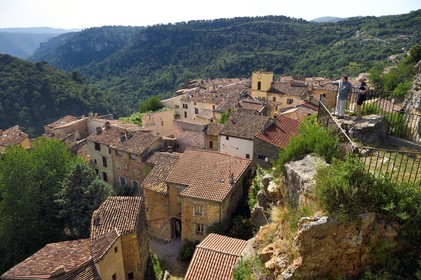 France, Var, the Dracenie, village of Chateaudouble overlooking the gorges on the Nartuby river