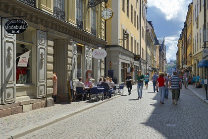 Suède, Stockholm, vieille ville dans l'île de Gamla Stan, rue Stora Nygatan