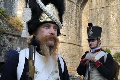 Italie, Ligurie, Sarzana, Napoleon Festival, soldat de la Grande Armée, Grognard du 1er régiment de la Vieille Garde sous l'uniforme des grenadiers