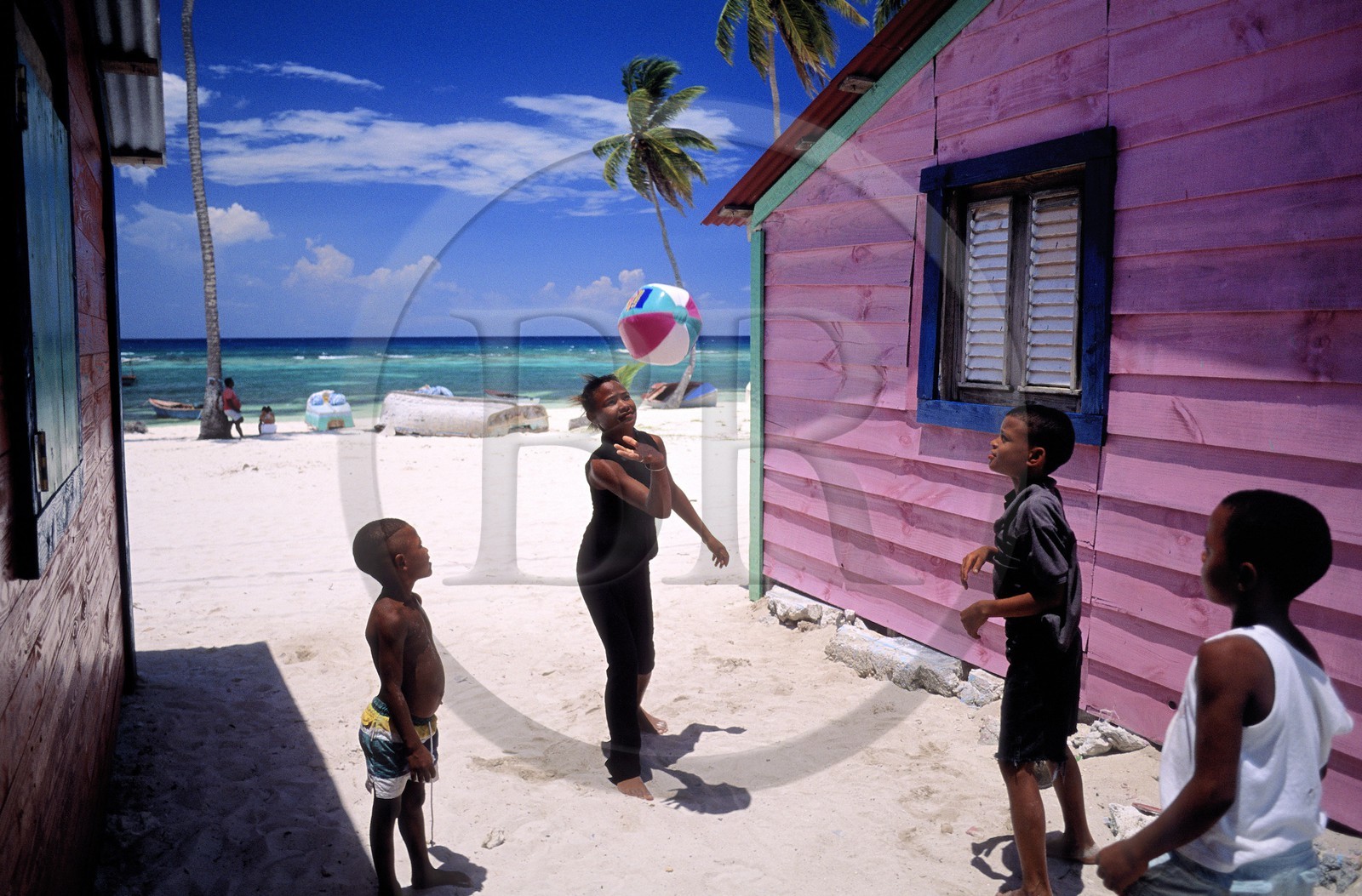 République Dominicaine, parc national del Este, Isla Saona, village de pêcheurs (Mano Juan)