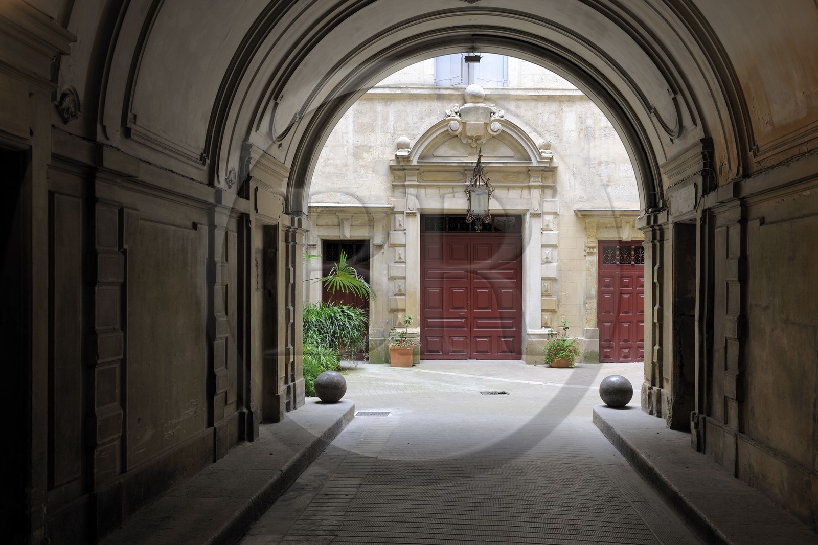 France, Hérault (34), Montpellier, Hôtel de Montferrier (17e siècle), classé monument historique, la cour d'honneur