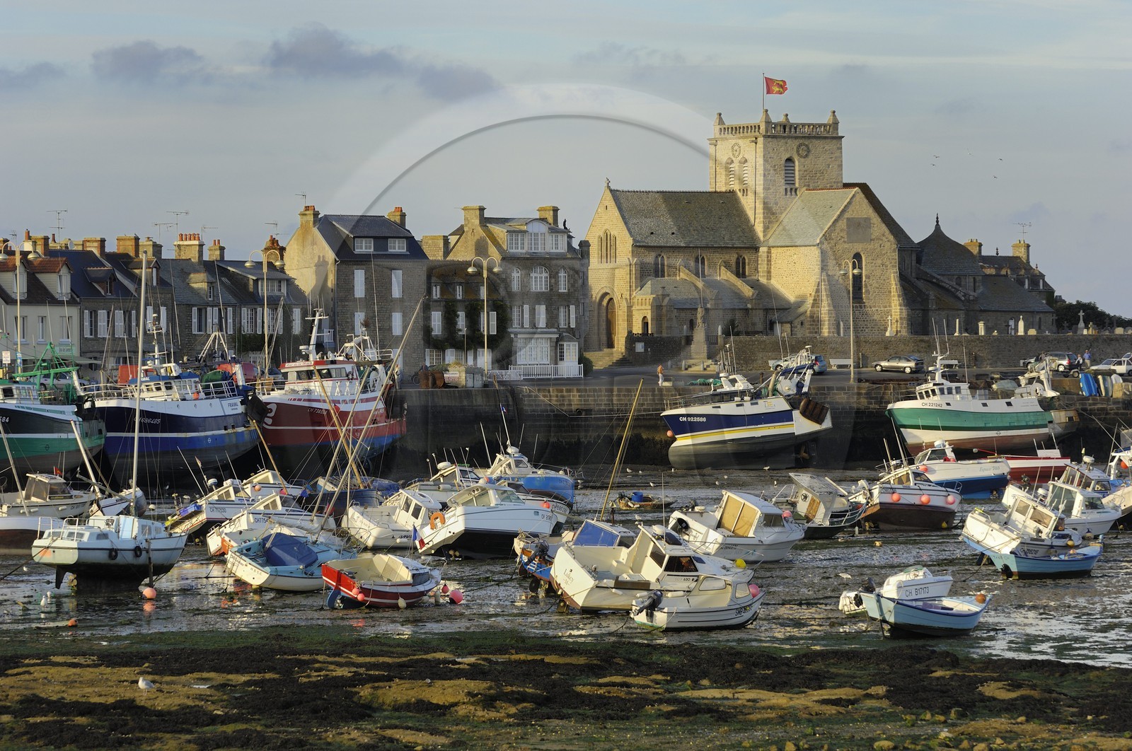 France, Manche (50), Val de Saire, port de Barfleur à marée basse, labellisé Les Plus Beaux Villages de France