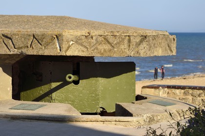 France, Calvados (14), Saint-Aubin-sur-Mer, canon antichar allemand de 50 mm