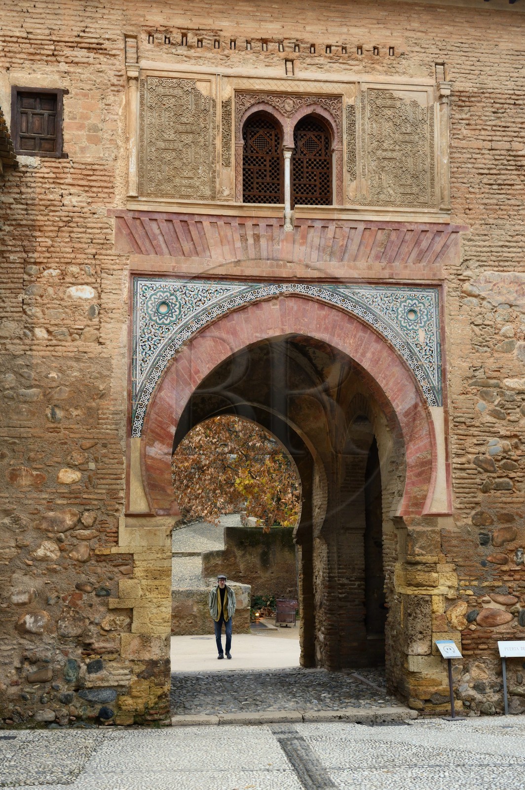 Spain, Andalusia, Granada, Alhambra, listed as World Heritage by UNESCO, the Wine Gate (Puerta del Vino)