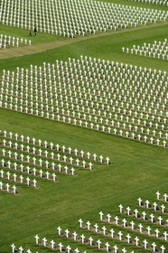 France, Meuse, Douaumont, battle of Verdun, ossuary of Douaumont, national necropolis, graves of soldiers alignment