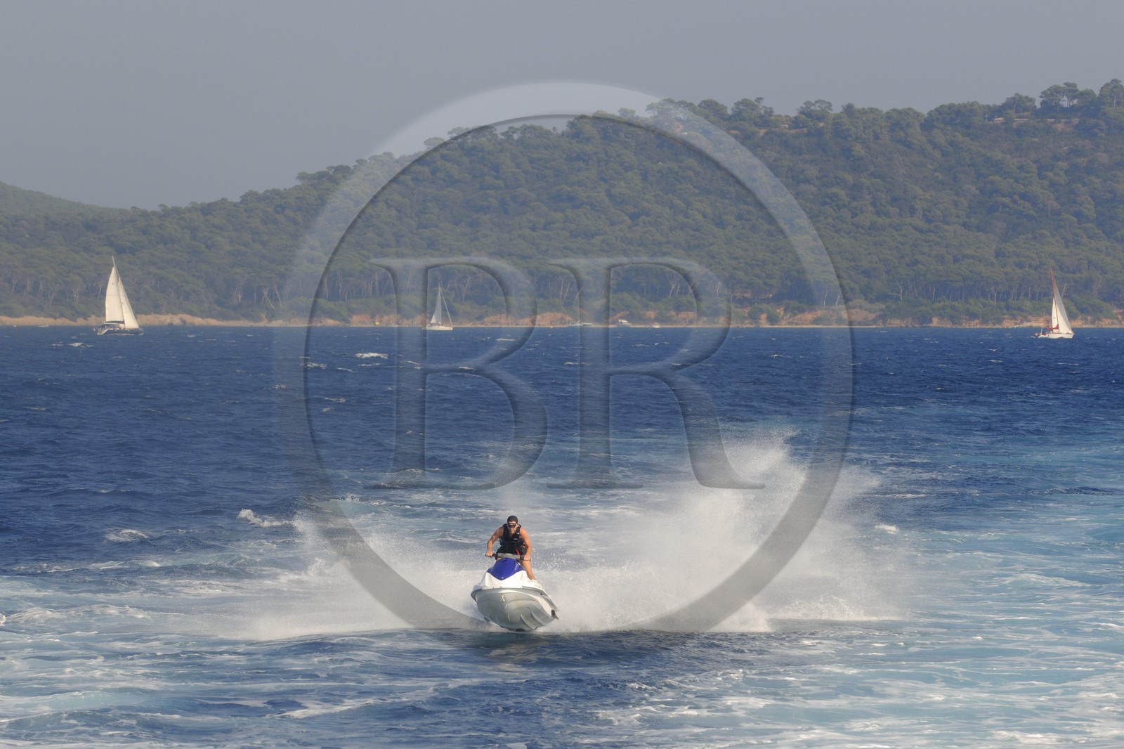 France, Var, Iles d'Hyeres, National Park of Port Cros, ile de Porquerolles, personal water craft