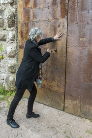 France, Bas Rhin, Northern Vosges Regional Natural Park, Lembach, Fleckenstein Castle front door key