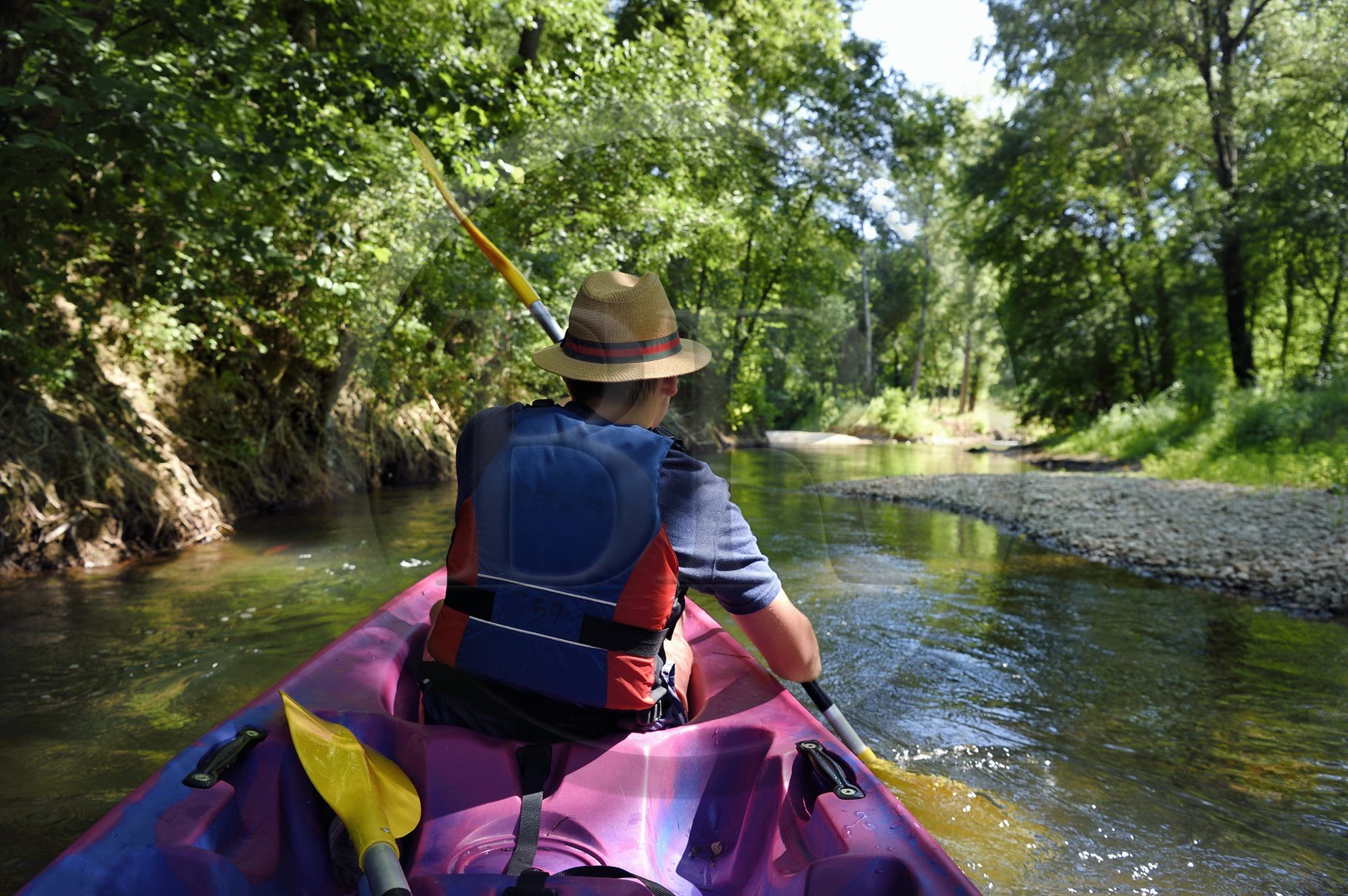 France, Var (83), Provence Verte, Vallée de l'Argens, canoë sur le fleuve Argens entre Carces et Le Thoronet